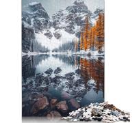 Jigsaw Puzzles for Adults 1000 Piece Snowy Mountain Reflection Jigsaw Puzzles for Adults for Educational Games Home Decor (38x26cm)