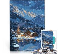 Jigsaw Puzzles for Adults 1000 Piece Snowy Mountain Village Pixel Art Stressabbau Einzigartige Wohndekoration und Geschenke52x38cm