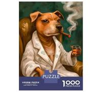 Jigsaw Puzzles for Adults 1000 Piece Sophisticated Dog Smoking Cigar Painting Puzzle for Adults Brain Teaser Game Enhance Memory Fun at Home Activities, 70x50cm/1000pcs