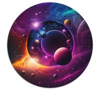 Jigsaw Puzzles for Adults 1000 Piece Space Planet Round Paper Jigsaw Family Interaction & Fun Gift,Vibrant Abstract Design 67.5x67.5 cm