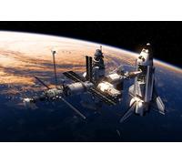 Jigsaw Puzzles For Adults 1000 Piece Space Shuttle And Space Station Orbiting Earth Photo Family Funny Challenging Holiday Puzzles for Adults Puzzle Gift for Women Men Seniors