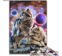 Jigsaw Puzzles for Adults 1000 Piece Spiritual Wolves Family Made of Wood, Unique DIY Home Decor Gift Idea 50x75cm Birthday Party for Men Women