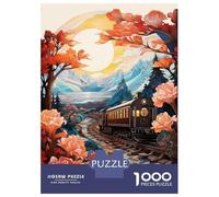 Jigsaw Puzzles for Adults 1000 Piece Spring Train Puzzle for Adults Brain Teaser Game Enhance Memory Fun at Home Activities, 38x26cm/1000pcs