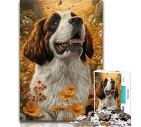 Jigsaw Puzzles for Adults 1000 Piece St Bernard Dog,Challenging Game And Family Play with Fully Interlocking Randomly Shaped Pieces 38x26cm