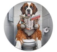 Jigsaw Puzzles for Adults 1000 Piece St. Bernard on The Toilet Cardboard Jigsaw Challenging DIY Brain Teaser, Perfect Family Game Or Decorative Gift 67.5x67.5cm