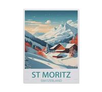 Jigsaw Puzzles for Adults 1000 Piece，St. Moritz Schweiz Vintage-Reiseposter，Classic Puzzle Teens Boys Girls Puzzles for DIY Intellective Educational Game, Gift Home Decor（26x38CM）-AM48
