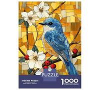 Jigsaw Puzzles for Adults 1000 Piece Stained Glass Bird Art Jigsaw Puzzle Brain Teaser Game Stress Reliever Unique Birthday And Xmas Gifts 38x26cm/1000pcs