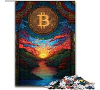 Jigsaw Puzzles for Adults 1000 Piece Stained Glass Bitcoin Puzzle for Teenagers, Couples, And Friends for Birthdays, Christmas (size 50x75cm)