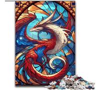 Jigsaw Puzzles for Adults, 1000 Piece Stained Glass Dragon JigsawPuzzle 1000 Pieces for Adults Interactive Family Game, Suitable for Ages 14+ (Size 50x75cm)