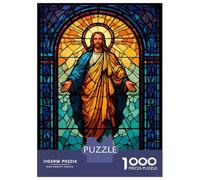 Jigsaw Puzzles for Adults 1000 Piece Stained Glass Jesus Christ Illustration Adult Jigsaw Anti-Stress Toys Perfect Decoration Fun Activities at Home 52x38cm/1000pcs