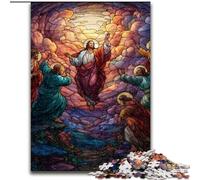 Jigsaw Puzzles for Adults, 1000 Piece Stained Glass Jesus Wooden Puzzles 50X75CM Perfect for Family Fun on Christmas, Thanksgiving, Birthdays & Easter