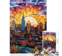 Jigsaw Puzzles for Adults 1000 Piece Stained Glass Kansas City Educational Game Learning Educational Home Decoration Toys Unique Birthday And Xmas Gifts (38X52cm)