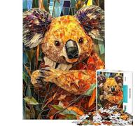 Jigsaw Puzzles for Adults 1000 Piece Stained Glass Koala Art Jigsaw 1000 Pieces Toy Wall Decor Gifts For Birthdays Improve Memory (Size 50x75cm)