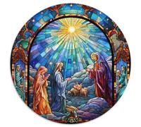 Jigsaw Puzzles for Adults, 1000 Piece Stained Glass Nativity Puzzles for Adults Challenging Brain Teaser for Teenagers,Perfect for Home Decor Or Gift (67.5x67.5cm)