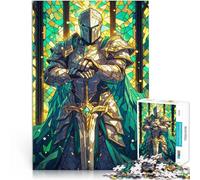 Jigsaw Puzzles for Adults 1000 Piece Stained Glass Paladin Made of cardboard，for and from 14 years and over educational learning Gift For Birthdays。size：26x38cm/10.24x14.96inch