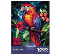 Jigsaw Puzzles for Adults 1000 Piece Stained Glass Parrot Adult Puzzles Brain Teaser Game Home Decoration Christmas Birthday Gifts 70x50cm/1000pcs