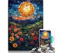Jigsaw Puzzles for Adults 1000 Piece Stained Glass Poppies Jigsaw,Challenging Game Gifts for Is Ideal As A Gift for The Whole Family 75x50cm