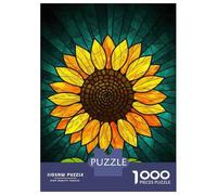Jigsaw Puzzles for Adults 1000 Piece Stained Glass Sunflower Art Jigsaw for Adults Hands-on Game Difficult Hard Fun Activities at Home 70x50cm/1000pcs