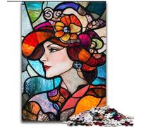 Jigsaw Puzzles for Adults, 1000 Piece Stained Glass Woman Puzzle Family Fun Activity, Brain Challenge, for Teenager 50X75CM