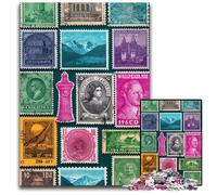 Jigsaw Puzzles for Adults 1000 Piece Stamp Collage Wooden Jigsaw Puzzles Learning Educational Toys,is Ideal As Gifts for The Whole Family for Ages 14+ 50X75CM