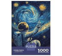 Jigsaw Puzzles for Adults 1000 Piece Starry Astronaut Voyage Puzzle for Adults Relaxing Games Hand Speed Race Fun Activities at Home 38x26cm/1000pcs