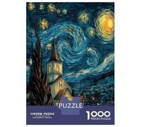 Jigsaw Puzzles for Adults 1000 Piece Starry Night Church Jigsaw Relax Games Wall Decoration Deal As Gifts for The Whole Family 38x26cm/1000pcs