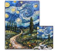 Jigsaw Puzzles for Adults 1000 Piece Starry Night Van Gogh Wooden Jigsaw Puzzles Intricate Design for Teenagers, DIY Decor, And Brain-Boosting Fun 50X75CM