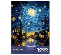 Jigsaw Puzzles for Adults 1000 Piece Starry Night Village Reflections Jigsaw Puzzle Fun Games Birthday Present Unique Birthday And Xmas Gifts 38x26cm/1000pcs