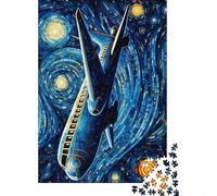 Jigsaw Puzzles for Adults 1000 Piece Starry Sky Aircraft Puzzles for Adults Woodenboard Puzzles Funny Gift 1000pcs (75x50cm)
