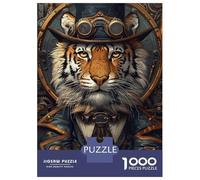 Jigsaw Puzzles for Adults 1000 Piece Steampunk Animal Tiger Puzzle for Adults Brain Teaser Game Enhance Memory Fun at Home Activities, 52x38cm/1000pcs