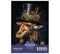 Jigsaw Puzzles for Adults 1000 Piece Steampunk Giraffe Art Print Jigsaw Puzzle Fun Games Birthday Present Unique Birthday And Xmas Gifts 38x26cm/1000pcs