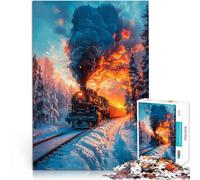 Jigsaw Puzzles for Adults 1000 Piece Steamtrain Sunset pädagogische Herausforderung mit passendem Poster und Quizblatt75x50cm