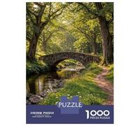 Jigsaw Puzzles for Adults 1000 Piece Stone Bridge over Stream in Forest Puzzles for Adults Relax Games Pattern Assembly Christmas Birthday Gifts 70x50cm/1000pcs