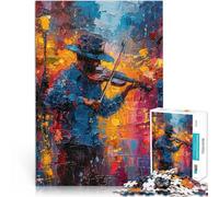Jigsaw Puzzles for Adults 1000 Piece Street Musician with Violin Entspannungsspiele Einzigartige Wohndekoration und Geschenke75x50cm