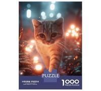 Jigsaw Puzzles for Adults 1000 Piece Striped Cat in A Magical Forest Adult Puzzles Toy Wall Decor Wall Decoration Deal As Gifts for The Whole Family 38x26cm/1000pcs
