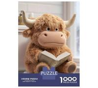Jigsaw Puzzles for Adults 1000 Piece Stuffed Highland Cow Reading on Toilet Jigsaws for Adults Anti-Stress Toys Birthday Present Unique Birthday And Gifts 70x50cm/1000pcs