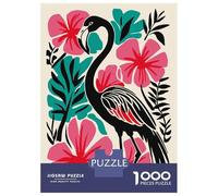 Jigsaw Puzzles for Adults 1000 Piece Stylized Flamingo with Tropical Floral Background Puzzles for Adults Relax Games Pattern Assembly Christmas Birthday Gifts 70x50cm/1000pcs