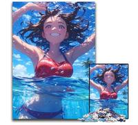 Jigsaw Puzzles for Adults 1000 Piece Summer Joy Bikini Girl Wooden Jigsaw Puzzles for Adults Birthday Gift Idea Challenging Brain Teaser Game 1000 PCS(75x50cm)