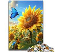Jigsaw Puzzles for Adults 1000 Piece Sunflower Butterfly Help The Brain Exercise Addictive Toys to Cultivate Patience Artists Collection, Fine Art 26x38cm