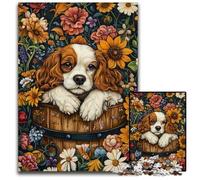 Jigsaw Puzzles for Adults, 1000 Piece Sunflower Cocker Spaniel Wooden Jigsaw Puzzles for Home Decor, Family Fun, Ages 14+ 50X75CM