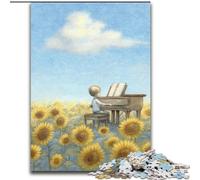 Jigsaw Puzzles for Adults 1000 Piece Sunflower Playing The Piano Puzzle Brain-Challenging DIY Decorative Game, Family Interactive Toy (size 50x75cm)