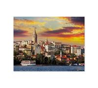 Jigsaw Puzzles for Adults 1000 Piece，Sunset in the Galata district in Istanbul，Educational Games Brain Challenge Jigsaw Puzzles for Adult Kids（38x26cm）-N8