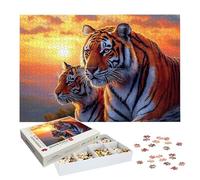 Jigsaw Puzzles for Adults 1000 Piece, Sunset Jigsaw Puzzles for Adults, Tiger Jigsaws 1000 Pieces with Box, Wooden Puzzle Challenging Game for the Whole for Women, Men, Wooden Puzzle for Gifts, -8023