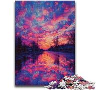 Jigsaw Puzzles for Adults 1000 Piece Sunset Street Scene Help The Brain Exercise Addictive Toys to Cultivate Patience Parent-child Interaction 50x75cm