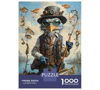 Jigsaw Puzzles for Adults 1000 Piece Surreal Blue Heron Fishing Puzzle for Adults Brain Teaser Game Enhance Memory Fun at Home Activities, 70x50cm/1000pcs