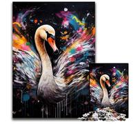 Jigsaw Puzzles for Adults, 1000 Piece Swan Graffiti Painting Challenging Puzzles Birthday Gift Idea, Challenging Brain Teaser Game 26X38CM/10.23x14.96inch