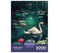 Jigsaw Puzzles for Adults 1000 Piece Swan in A Lily Pond Puzzle for Adults Brain Teaser Game Difficult Hard Deal As Gifts for The Whole Family 70x50cm/1000pcs