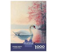 Jigsaw Puzzles for Adults 1000 Piece Swan in A Pink Floral Lake Jigsaw Relax Games Wall Decoration Deal As Gifts for The Whole Family 70x50cm/1000pcs