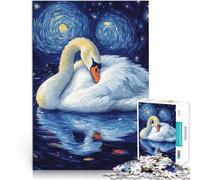 Jigsaw Puzzles for Adults 1000 Piece Swan Under Starry Night Made of cardboard for and 14 years and over Home Educational Games DIY Toys Great gifts and toys。size：26x38cm/10.24x14.96inch