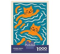 Jigsaw Puzzles for Adults 1000 Piece Swimming Cats Illustration Teenager Puzzles Hands-on Game Home Decoration Christmas Birthday Gifts 38x26cm/1000pcs